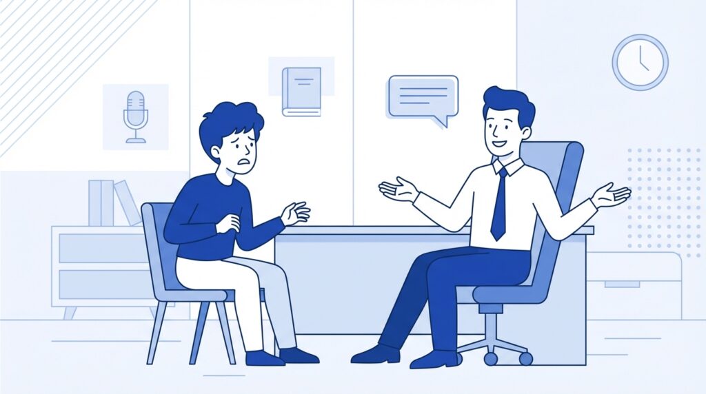 Student speaking confidently in IELTS exam