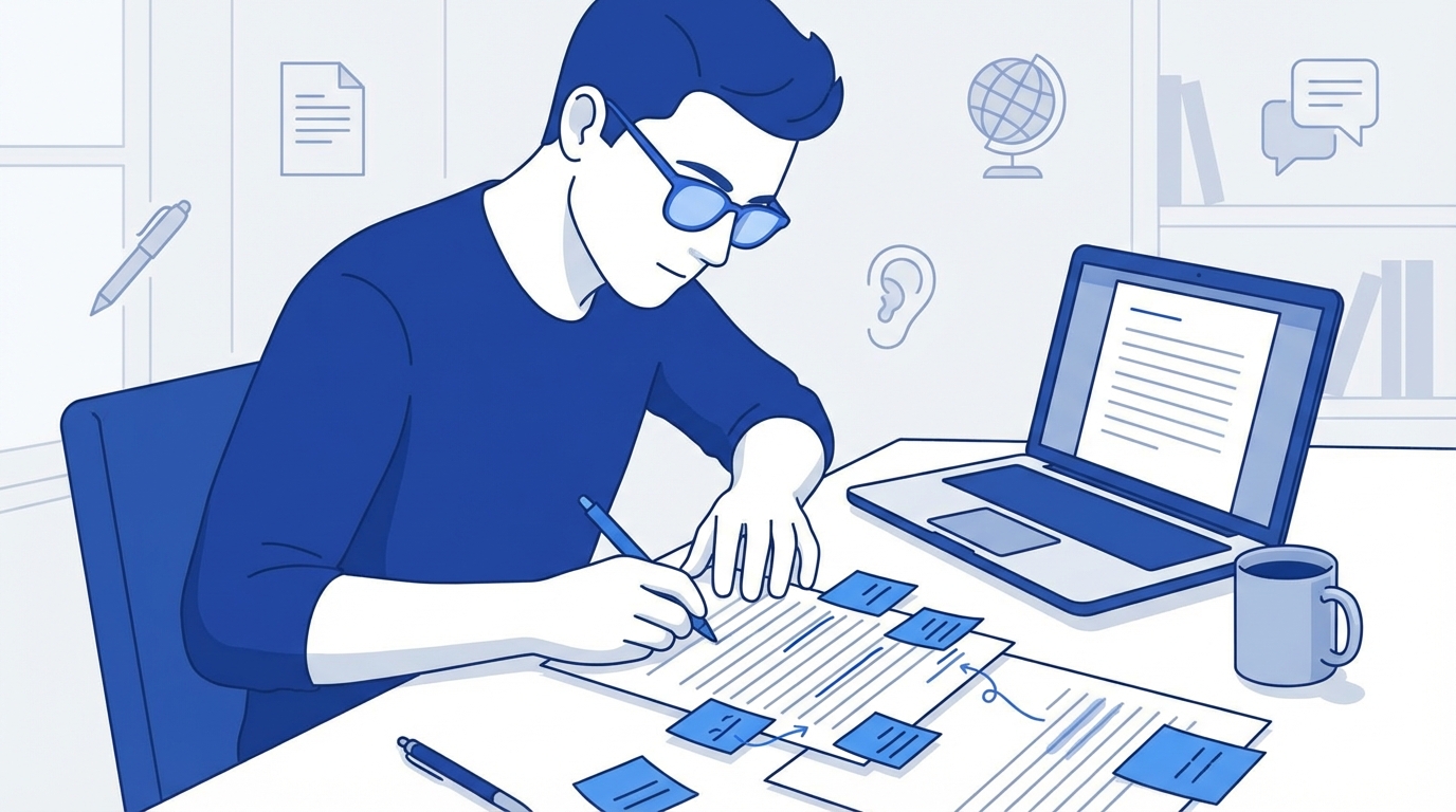 A student learning to avoid common IELTS writing mistakes on an essay