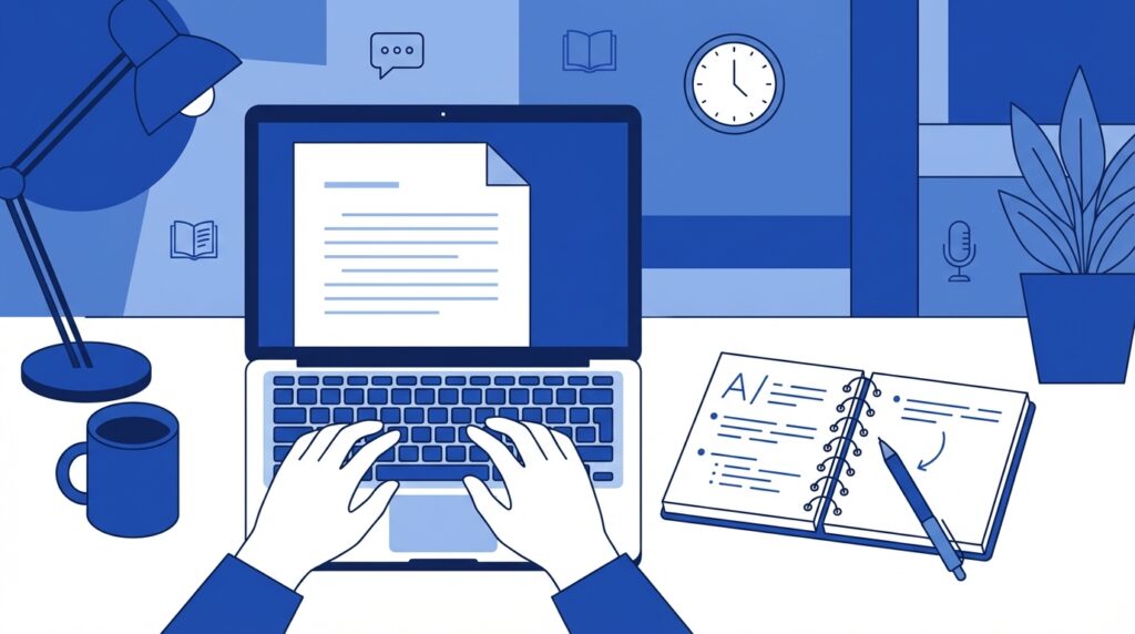 Student practicing IELTS Writing Task 1 grammar