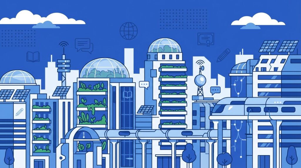 Modern city skyline representing urban development and city life